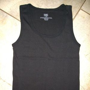 Blue Star Black Rib Knit Cotton Tank Top jr L